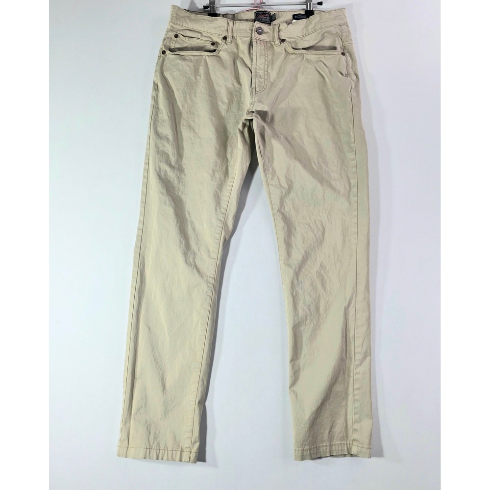 Grayers Premium Five Pocket Khaki Tan Stretch Slim Straight Pants 35x31 Mens